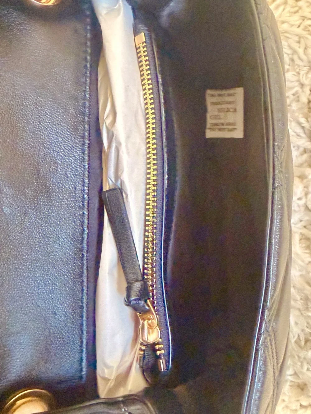 Tory Butch Fleming Quilted Black Leather Shoulder Bag with Gold Chain Hardware